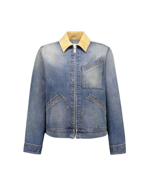 McQueen Jassen ,Blauw ,Denim Blauwe Suède Kraag Denim Jack in het Blue voor heren