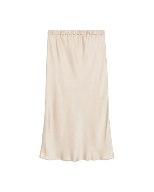 Antonelli Rokken ,Gerimpelde Midi Rok Elastische Tailleband in het Natural