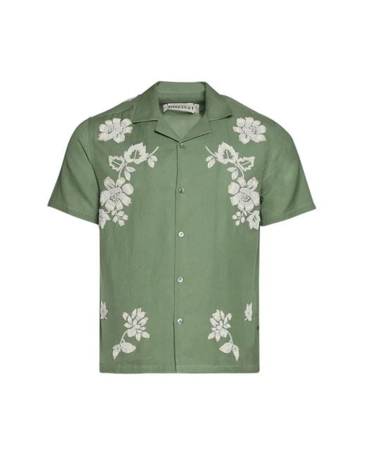 BAZISZT Green Short Sleeve Shirts for men