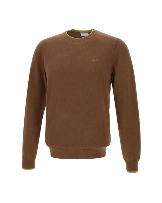 Sun 68 Brown Round-Neck Knitwear for men