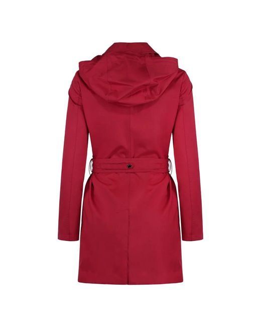 Moorer Jassen ,Rood ,Katoen Waterdichte Katoenen Trenchcoat Met Capuchon in het Red