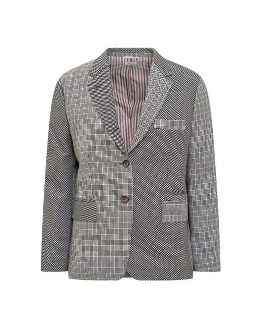 Thom Browne Jassen ,Grijs ,Korte Revers Blazer Jas in het Gray