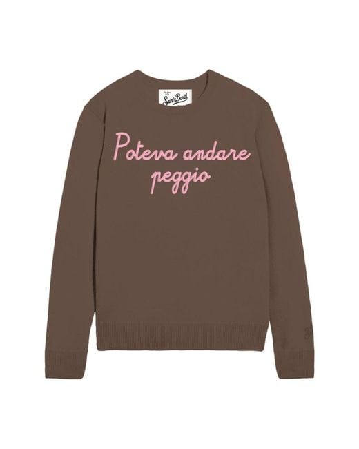 Mc2 Saint Barth Brown Round-Neck Knitwear