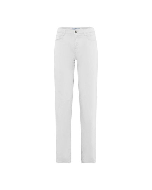 Brax White Slim-Fit Trousers