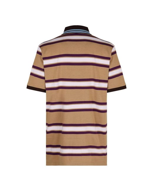 Gucci Tops ,Katoen Gestreept Katoenen Poloshirt Met Geribbelde Kraag in het Brown voor heren