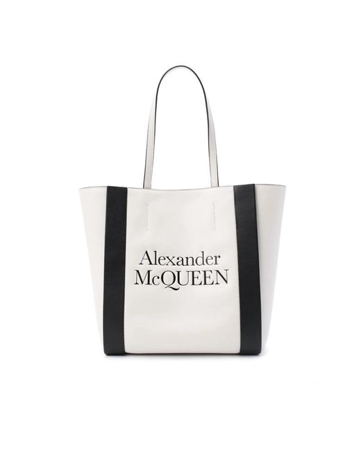 Alexander McQueen White Weiße logo tote shopper