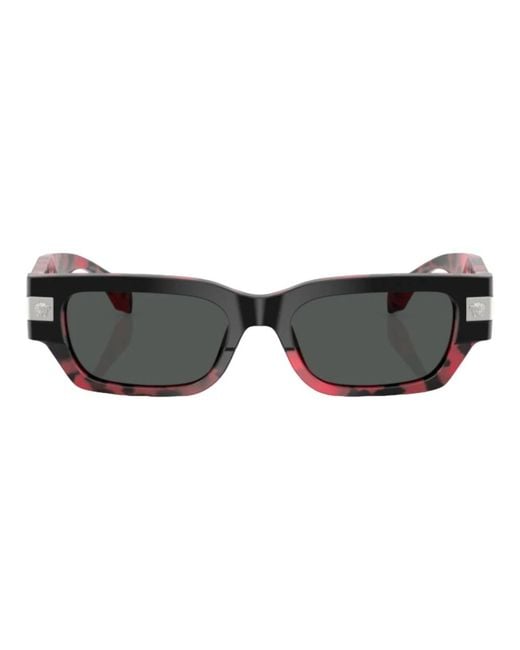 Versace Stijlvolle Zonnebril Zwart/Rood Havana Grijs in het Black voor heren