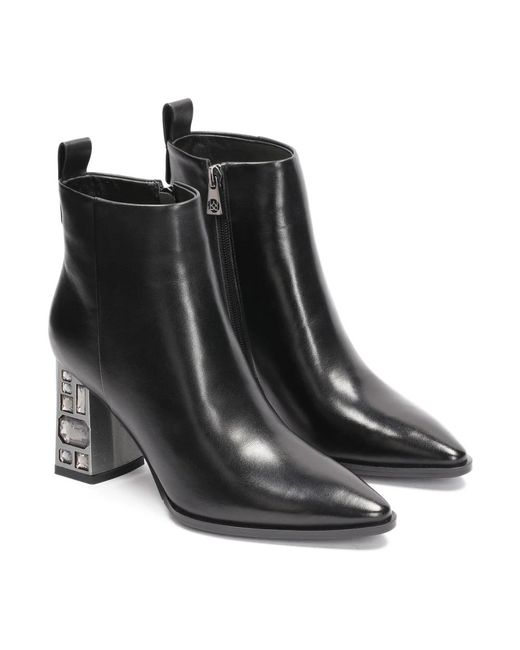 Kazar Black Schwarze Stiefel Mit Dekorativem Absatz