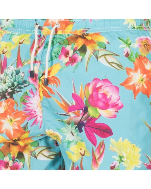 Hackett Bermuda badehose in türkis-blumenmuster in Blue für Herren