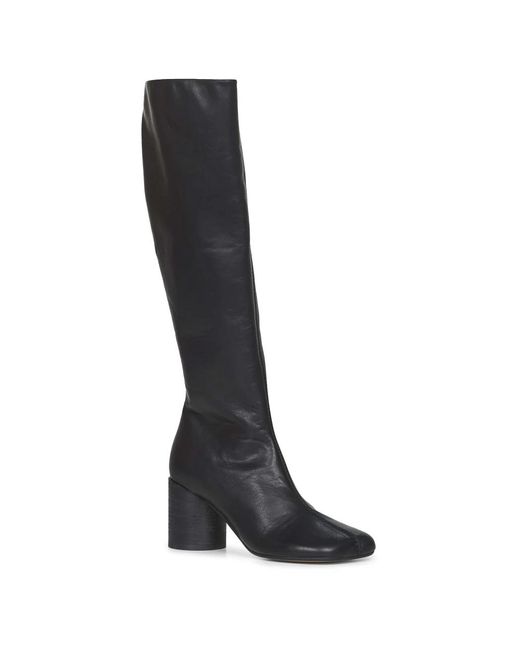 MM6 by Maison Martin Margiela Black Leather Anatomic Stitch Boots
