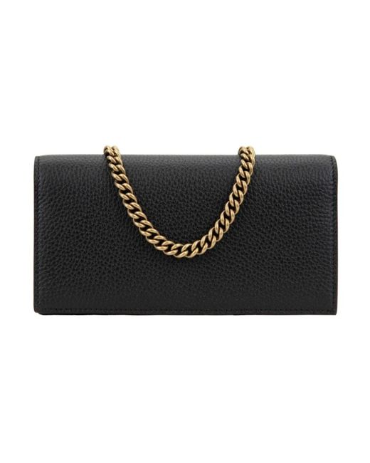 Gucci Black Ledertasche Mit Schulterriemen Und Kartenfächern