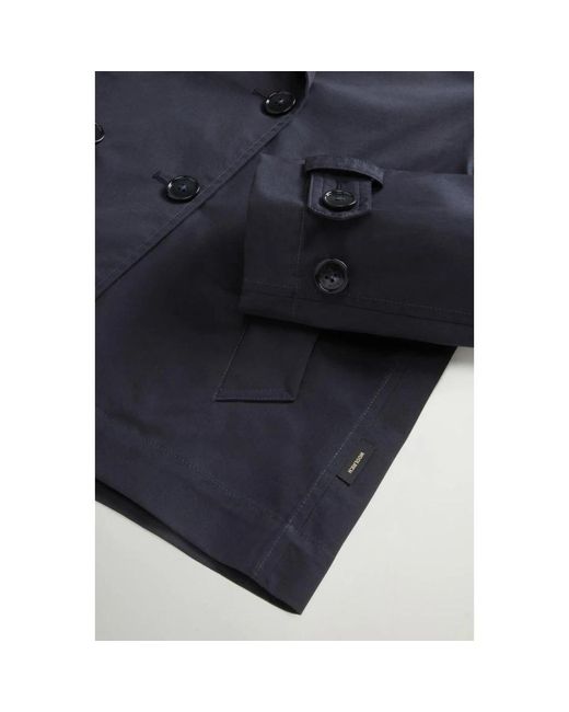 Woolrich Blue Double-Breasted Coats