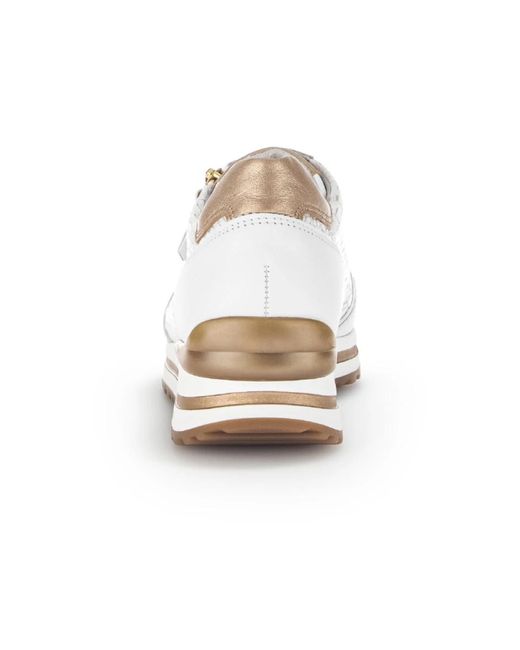 Gabor White Weiße/gold leder sneakers