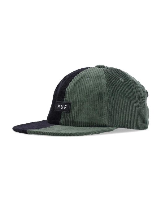 Huf Accessoires ,Veelkleurig ,Katoen Bosgroene Fluwelen Platte Klep Pet in het Green voor heren
