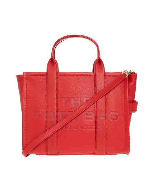 Marc Jacobs Das Leder mittelgroße Red Tote -Tasche