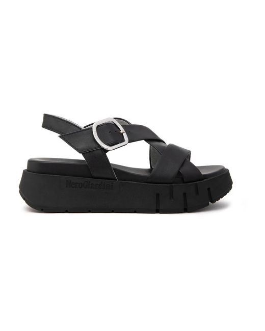 Nero Giardini Black Flat Sandals