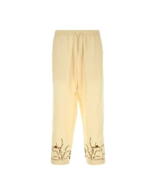 BAZISZT Yellow Cropped Trousers for men