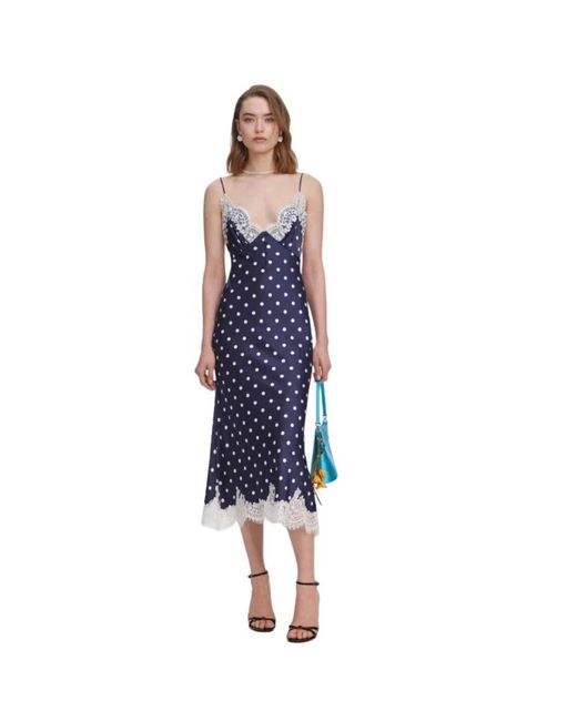 Self-Portrait Pf26 Asymmetrische Midi Jurk in het Blue
