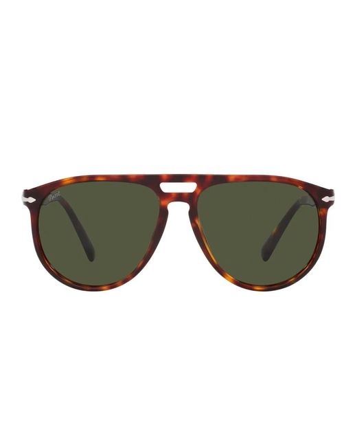 Persol Brown Stilvolle sonnenbrille mit grüner linse
