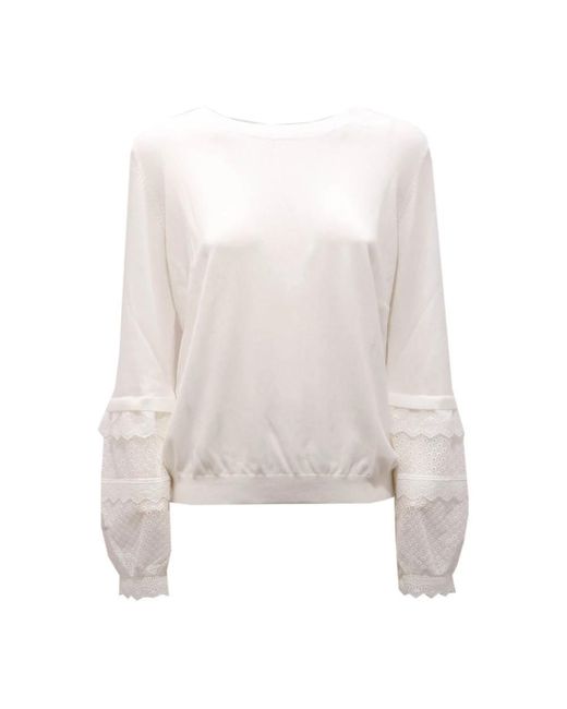 Twinset White Round-Neck Knitwear