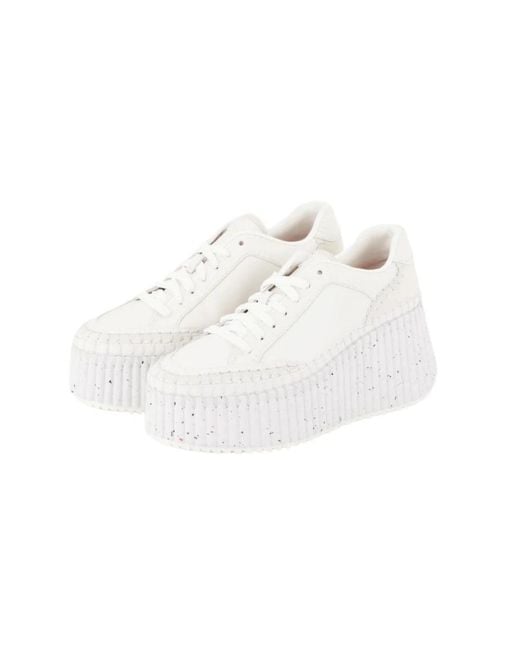 Chloé White Nama Wedge Sneaker