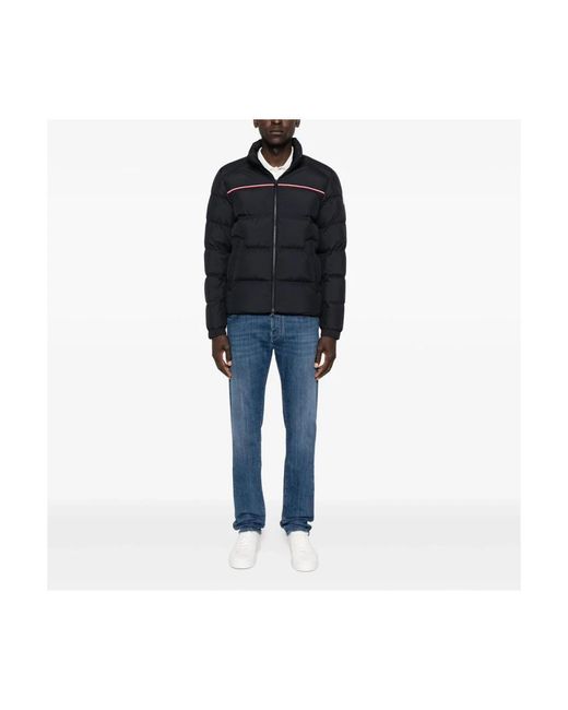 Moncler Jassen ,Zwart ,Polyester Korte Donsjas Met Tricolor Detail in het Black voor heren