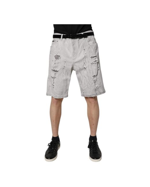 Dolce & Gabbana Gray Denim Shorts for men