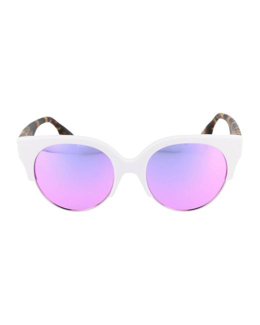 Alexander McQueen White Round-Frame Sunglasses