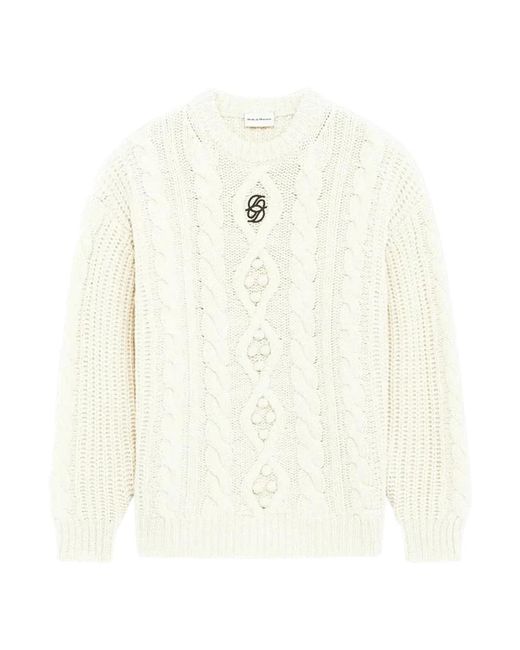Drole de Monsieur White Round-Neck Knitwear for men