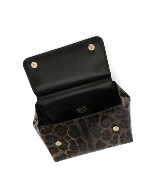 Dolce & Gabbana Black Leopardenmuster schultertasche
