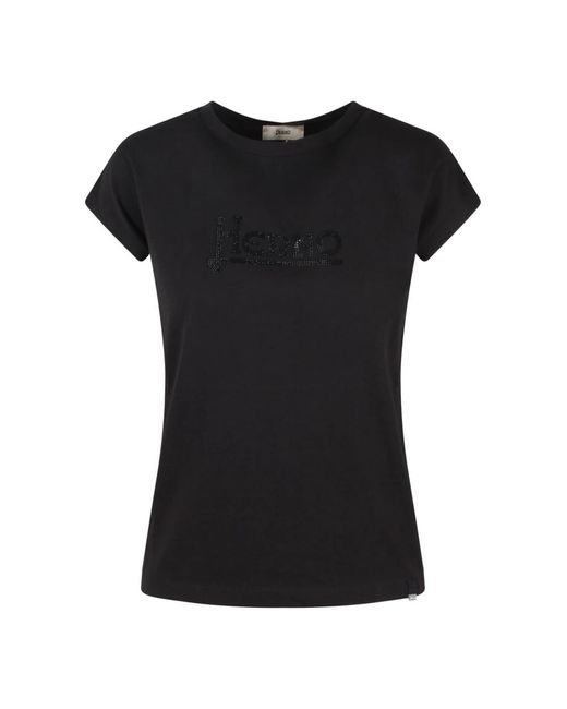 Herno Black Jersey t-shirt mit strass-logo