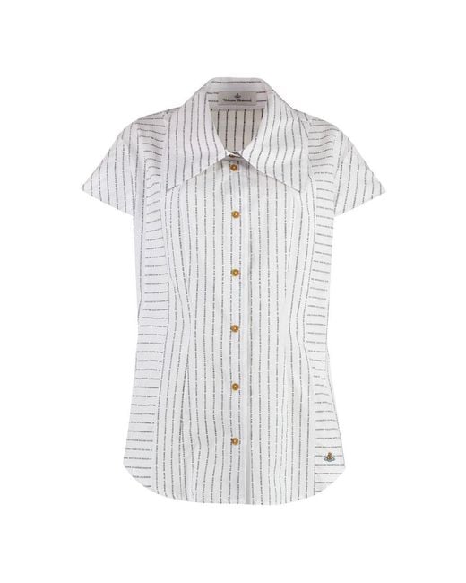 Vivienne Westwood White Stilvolles baumwollhemd mit abgerundetem saum