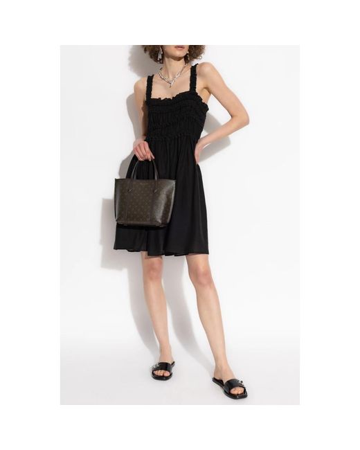 Tory Burch Kleedjes ,Zwart ,Linnen Jurk Met Bandjes En Drapering in het Black