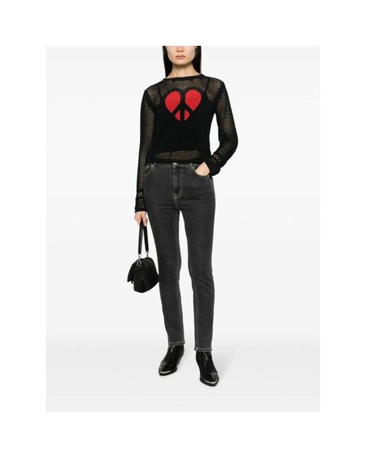 Round-Neck Knitwear Moschino de color Black