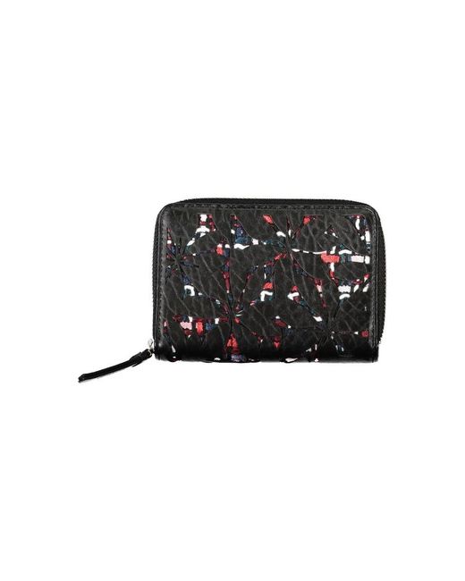 Desigual Accessoires ,Veelkleurig ,Elegante Zwarte Portemonnee Met Rits En Contrasterende Accenten in het Black