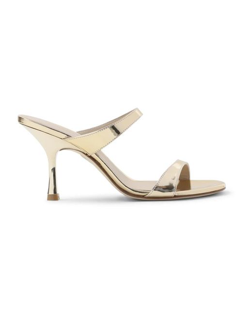 Stuart Weitzman White Heeled Mules