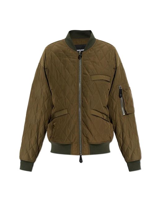 DSquared² Jassen ,Groen ,Leer Insulated Bomber Jacket in het Green