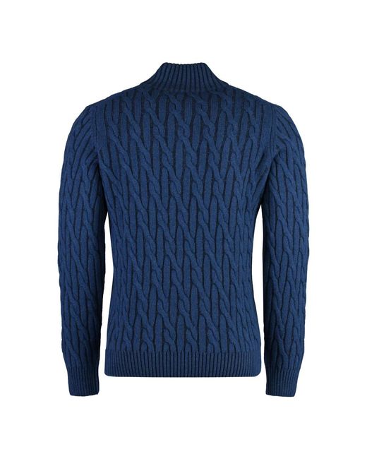 Moorer Kabelgestrickter Wolle Kaschmir Pullover in Blue für Herren