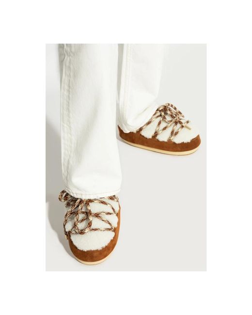 Moon Boot Brown Lederstiefel 'mule shearling'