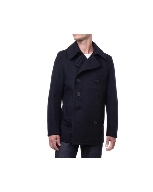 Schott Nyc Blue Double-Breasted Coats for men