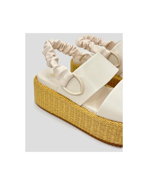 Blauer Schoenen ,Crème Opal Sandaal Met Elastische Hielband in het White