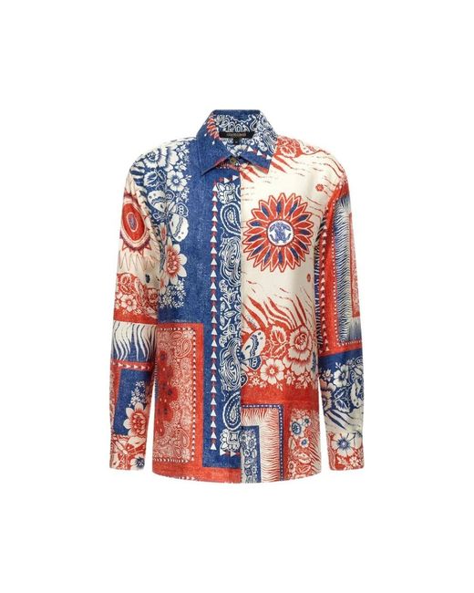 Roberto Cavalli Blue Bandana Print Bluse Blau Weiblich