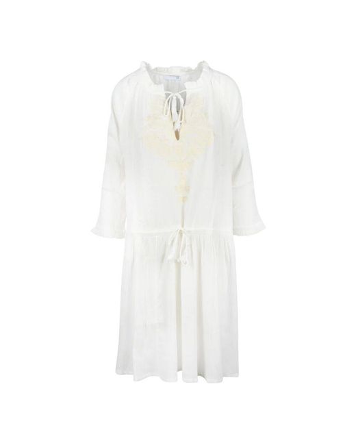 Douuod Woman White Baumwollkleid für frauen douuod