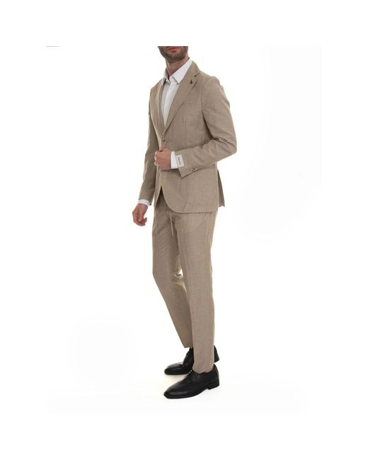 Paoloni Natural Single Breasted Suits for men