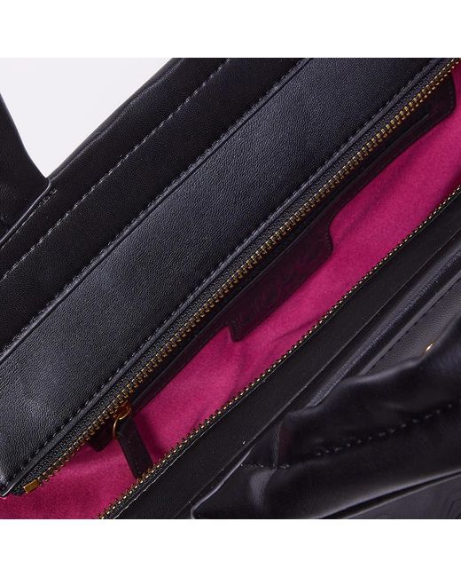 Liu Jo Black Geprägte pu-einkaufstasche mit kettenhenkeln