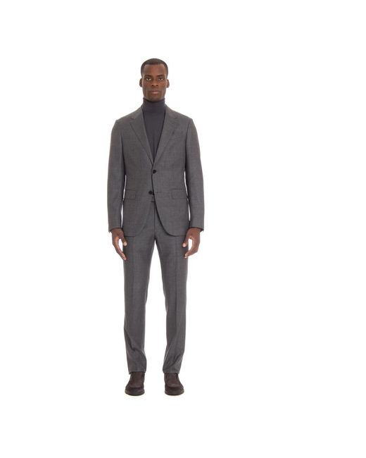 Zegna Gray Single Breasted Suits for men