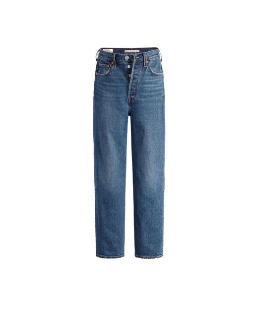 Levi's Jeans ,Blauw ,Katoen Ribcage Straight Ankle Jeans in het Blue
