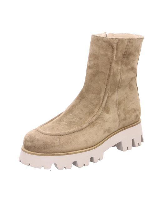 Paul Green Veloursleren Enkellaarzen Met Blokhak in het Natural