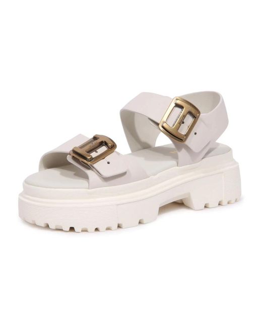 Hogan White Flat Sandals