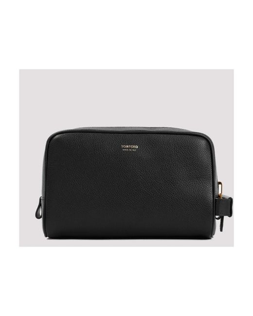 Tom Ford Black Full-Grain Leather Toiletry Case With Side Handle for men